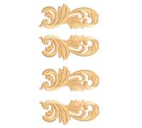Applique En Bois Placage En Bois Sculpté Feuilles Et Fleurs Décoration Intérieure À Faire Soi-Même Pour Meubles Et Armoires 15 X 6cm Lot De 4