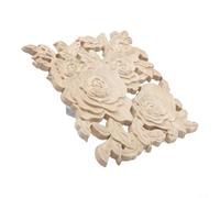 Applique en bois pour décoration de porte d'armoire 20 cm | Bois d'hévéa massif, motif floral complexe, surface lisse poncée, sans bavures, facile à peindre ou à teindre
