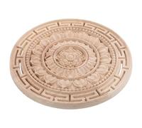 Applique en Bois Ronde Mandala, Décoration Européenne Artisanale | Bois Beige Non Peint, Surface Teintable, pour Armoires et Panneaux de Porte, Style Classique Rustique