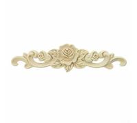 Applique en bois sculpté non peint pour décoration de miroir de porte d'armoire, décalcomanie de moulage de fleurs en bois d'hévéa, motif classique épais, décoration d'intérieur, 20 x 5 cm, finition