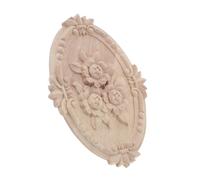 Applique en Incrustation Sculptée Rétro en Bois Khaki, Style Européen