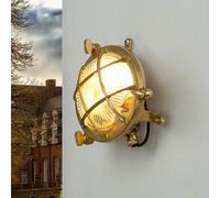 Applique En Laiton Verre Riffle Rond Ø14Cm IP44 Maritime Hublot Lampe Extérieure
