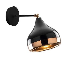 Applique en métal à abat-jour orientable YILDO - D. 17 x H. 28 cm - Noir et cuivré