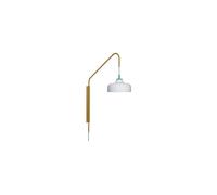 Applique en métal vert, E27, 1 ampoule, abat-jour verre opale, cordon tissu - Hübsch, - 30x71x111 cm