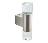 Applique ext. haut/bas cristal inox poli LED IP44 Endon