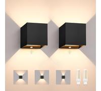 Applique Exterieur avec Detecteur de Mouvement, 6W LED Luminaire Murale IP65 pour Extérieur, Ampoule G9 3000K Remplaçable, Up Down Angle de Faisceau Réglable, Lumière pour Terrasse, Noir, 2 Pièces
