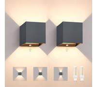 Applique Exterieur avec Détecteur de Mouvement, IP65 Luminaire Murale Intérieur/Extérieur, Ampoule G9 3000K Remplaçable, Up Down Angle de Faisceau Réglable, Lumière pour Terrasse, Anthracite, 2 Pièces