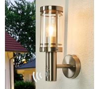 Lindby Applique extérieure Djori à intensité variable (Moderne) en Gris Inox (1 lampe,à E27), pour mur extérieur/façade de maison terrasse und balcon