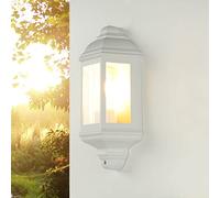 Applique extérieur Livorno antique en blanc mat design lanterne dans un style rustique étanche IP44 1xE27 idéal pour le jardin, la terrasse