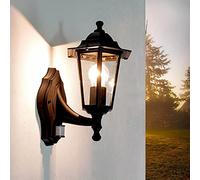 Applique extérieure avec détecteur de mouvement Aluminium Verre Noir IP44 Terrasse P:23 cm E27 Lanterne nostalgique Sensor Lampe murale PARIS