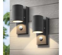 Applique extérieure avec détecteur de mouvement - Lot de 2 appliques murales - Entrée sécurisée - Étanchéité IP65 - Couleur anthracite