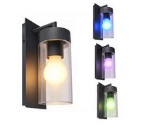 Applique extérieure dimmable avec télécommande Lampe de porte d'entrée anthracite Applique LED de façade, changement de couleur RGB,4,8W 470lm blanc chaud, l x h 8,9 x 25 cm