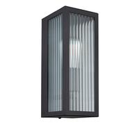 Applique extérieure Lampe de façade Lampe de porte d'entrée Applique noire Lampe de terrasse, verre satiné transparent, 1x E27, LxH 12x32 cm