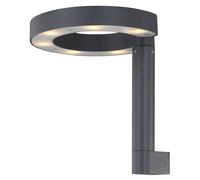Applique extérieure LED applique murale aluminium plastique lumières extérieur gris satiné, design anneau, 1x LED 6 watts 280 lumens blanc chaud, HxLxP 20x22x22,5 cm