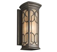 Applique extérieure lumineuse acier marron verre bronze H 45,7 cm 1 lumière E27 IP44