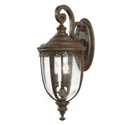 Applique extérieure lumineuse acier verre bronze lampe de jardin antique 3 flammes H 62,2 cm