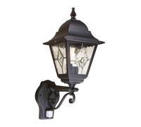 Applique extérieure lumineuse détecteur de mouvement PIR Lanterne H 47 cm Verre ALU noir
