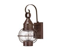 Applique extérieure lumineuse laiton verre bronze H 35,6 cm 1 flamme IP23 éclairage de cour