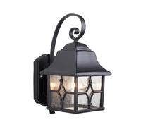 Applique extérieure lumineuse lanterne ALU verre noir H 32,8 cm Lampe de jardin classique