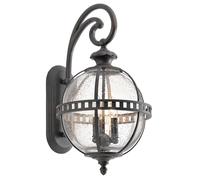 Applique extérieure lumineuse métal verre H 57,8 cm 3 flammes IP44 boule design antique