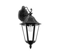 EGLO Lampadaire extérieur Navedo – fonte d'aluminium noir patine argentée, verre, E27, IP44, 220 cm