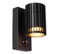 Applique extérieure noire striée, détecteur crépusculaire et PIR, 1x GU10, IP44
