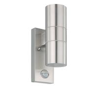 Eglo Applique extérieure Riga 5 LED 2 flammes détecteur de mouvement acier/verre argent IP44
