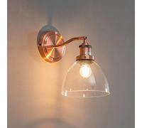Applique Flavia cuivre verre transparent 18 cm E27 | Abat-jour cloche en verre transparent de 18 cm, finition cuivre, culot E27, idéale avec ampoule à filament