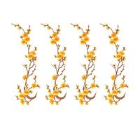 Applique Fleur de Prunier 35 cm / 13.8in - Branche florale - Jaune | Broderie de fleur de prunier pour embellissement de vêtements, remodelage de sac, tissu, finition décorative,