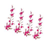 Applique Fleur de Prunier 35 cm / 13.8in Branche florale Rose rouge | Broderie de fleur de prunier pour embellissement de vêtements, remodelage de sac, tissu, finition décorative,