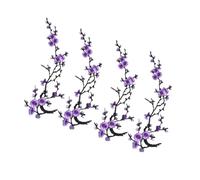 Applique fleur de prunier Violet 35 cm / 13.8in | Broderie de fleur de prunier pour embellissement de vêtements, remodelage de sac, tissu, finition décorative,