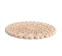 Applique Fleur Ronde en Bois Brut 6 Pouces pour Porte de Placard | Motif Ajouré, Style Européen Vintage Rustique, Bois Beige Non Finition, Mur en Bois Salon Cafés