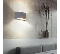 Applique intérieur moderne couloir haut et bas lampe applique béton intérieur cage d'escalier, abat-jour béton arrondi effet lumineux, 1x G9, LxH 20x12