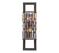 Applique lampe ambre perle cristaux acier bronze H 64,8 cm 2 flammes