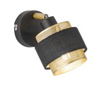 Applique, lampe de chambre, lampe de cuisine, applique avec spot orientable, moderne, acier textile, or noir, 1x douille E14, LxlxH 10x18,5x13 cm