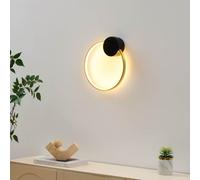 Applique LED Alisa noire laiton 30 cm | Diamètre 30 cm, socle noir et anneau laiton, LED intégrées, éclairage indirect