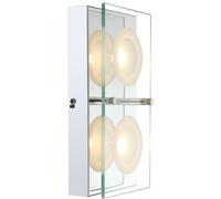 Applique LED applique en verre lampe de couloir lampe de salon chromée avec plaque de verre, finition satinée claire, 2x 5W 360lm blanc chaud, LxPxH 25x12,5x6,5 cm