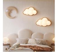 Applique LED enfant nuage 3D 7W 735 lm, 27x18 cm, polycarbonate, base métallique effet bois, CCT 3000K/4000K/6000K