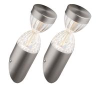 Applique LED lampe torche lampe de façade argentée lampe de porte d'entrée lampe de jardin, 11W 750lm blanc chaud, DxH 7,6 x 26,5 cm, lot de 2