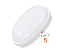 Applique murale LED 20W, blanche, forme ronde, indice de protection IP65 - Pack de 5 - Lumière blanche neutre, température de couleur 4000K - 5500K