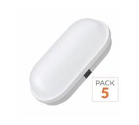 Applique murale LED, 20W, ovale, blanche, IP65 - Pack de 5 - Lumière blanche neutre, 4000K - 5500K
