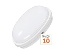 Applique murale LED 20W, blanche, ronde, IP65 - Pack de 10 - Lumière blanche froide, 6000K - 8000K