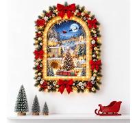 Applique LED Noël murale décorative intérieure | Scène de traîneau du Père Noël Art de vacances d’intérieur Panneau du pays des merveilles d’hiver