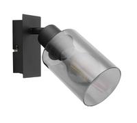 Applique LED noire Lampe de chambre à coucher Lampe de lit en verre fumé Applique avec spot mobile, 1x E27 filament LED blanc chaud, l x h 9 x 20 cm