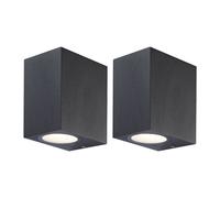 Applique LED pour extérieur jardin, spot mural pour jardin, aluminium gris foncé, 1x LED 6 watts 472 lumens blanc chaud, H 9,5 cm, lot de 2