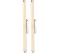 Applique LED tige Lampe miroir chromée Applique en verre satiné, avec interrupteur à bascule, 1x 22,5W 1760Lm blanc chaud, L 79 cm, lot de 2