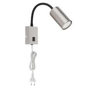 Applique liseuse lampe de bureau GU10 applique chambre, bras flexo, métal nickel noir mat, 1x douille GU10, HxLxÜ 44x7x32cm