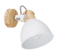 Applique liseuse lampe de salon applique murale lampe de chambre orientable, métal aspect bois blanc, 1x E27, LxH 15 x 18,5 cm