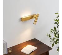 Applique liseuse LED Lodvi laiton droite 30 cm 3000 K | Version droite, LED intégrées blanc chaud 3000 K, 2 interrupteurs, liseuse orientable, idéale en tête de lit