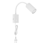 Applique- liseuse pour chambre liseuse montage mural avec prise applique murale col de cygne, flexible, interrupteur, blanc, 1x GU10, LxlxH 32x7x44 cm